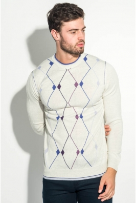 Джемпер мужской с геометрическим орнаментом 50PD484 Джемпер мужской с геометрическим орнаментом 50PD484