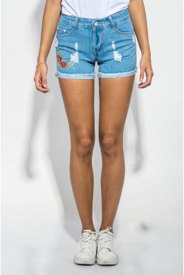 Шорты женские джинс с цветочными нашивками 995K001