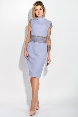 Платье женское (батал) с кружевом на рукавах и поясе 74PD305