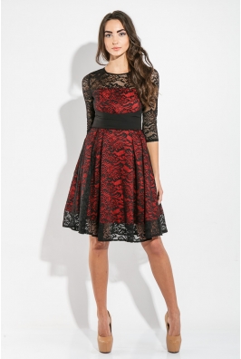 Платье женское пышное, кружевная спинка 37P001