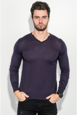 Пуловер мужской однотонный, с полосой по ободку выреза 50PD398