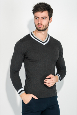 Пуловер мужской с двойной полосой по вырезу 50PD378