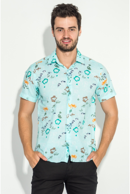 Рубашка мужская принт контрастный, цветочный 50P2205-2