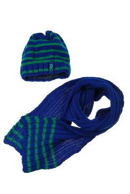 Комплект детский (для мальчика) шапка и шарф в полоску 65PB0006 junior