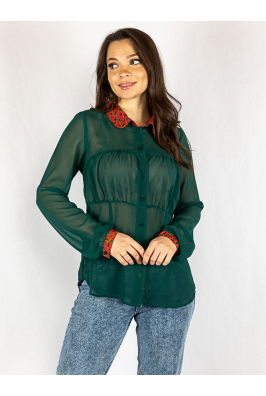 Блуза зелено-красная 265P8083