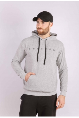 Светло-серое мужское худи 85F533-3 на тонком флисе