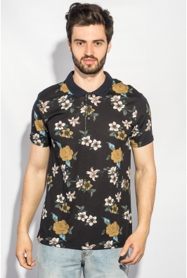 Поло мужское цветочный принт натуральный хлопок 230F029