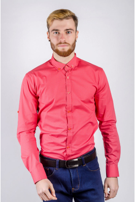 Рубашка мужская яркий цвет, принтованная 222F080