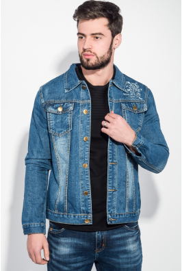Куртка мужская джинс с принтом на спине 251V001