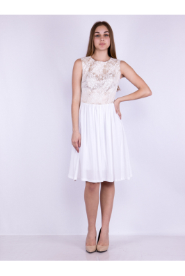 Платье бежево-белое 265P018-2
