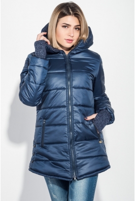 Куртка женская зимняя, однотонная, на молнии 74PD800 Куртка женская зимняя, однотонная, на молнии 74PD800