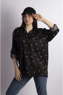 Рубашка женская черно-коричневая 632F022-5