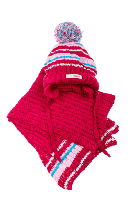 Комплект детский (для девочки) шапка и шарф в полоску 65PG0009 junior