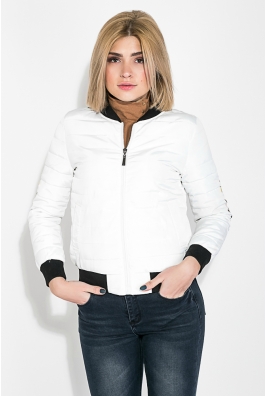 Бомбер женский с цветочной нашивкой на рукаве 673K003