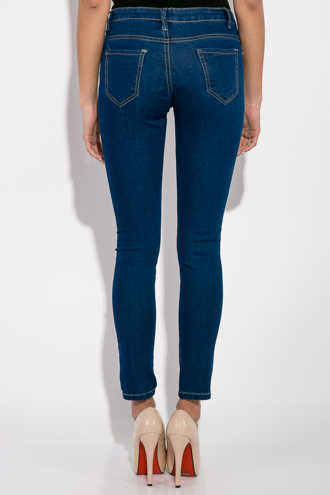 женские джинсы слим фит синие