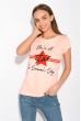 Принтованная женская футболка 147P016-12 персиковый