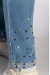 Джинсы женские с разрезами и камнями 213P59 голубой