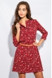 Платье женское цветочное с ремешком 969K002 вишневый Платье женское цветочное с ремешком 969K002 вишневый