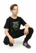 Костюм спортивный с капюшоном для мальчиков 48P1502 junior черно-зеленый