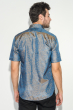 Рубашка мужская однотонная с перламутровым узором 50P043 петроль