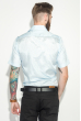 Рубашка мужская однотонная с перламутровым узором 50P043 голубой