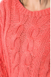Свитер женский, комбинированная вязка 81PD132 коралловый