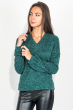 Пуловер женский с рукавом, собранным по манжету 64PD274 зеленый меланж