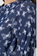 Блузка женская рукав фонарик, принт «Бабочки» 64PD199-1 джинс-белый , бабочки