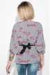 Блузка женская с бантом 64PD242 серо-красный , буквы