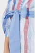 Платье женское рукав фонарик, в полоску, с поясом 69PD1002 красно-голубой