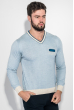 Пуловер мужской со светлыми манжетами 50PD460 голубой