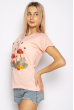 Стильная футболка с фламинго 600F017 розовый меланж