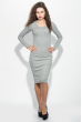 Платье женское приталенный силуэт, круглый вырез 359F005 серый