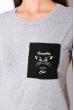 Хлопковая футболка с принтом на кармане 317F077  светло-серый