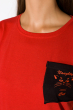 Хлопковая футболка с принтом на кармане 317F077  красный