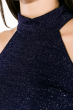 Гольф женский с открытыми плечами  87PV161 синий люрикс