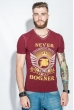Футболка мужская принт и надпись 458F002 бордо