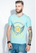 Футболка мужская принт и надпись 458F002 небесно-голубой