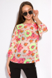 Блуза женская в цветочный принт 148P90005 бежево-коралловый