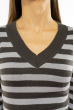Пуловер женский с V-образным вырезом 618F095 хаки-стальной