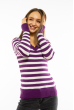 Пуловер женский с V-образным вырезом 618F095 фиолетово-молочный