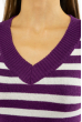 Пуловер женский с V-образным вырезом 618F095 фиолетово-молочный