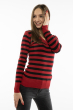 Пуловер женский с V-образным вырезом 618F095 красно-черный