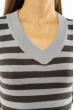 Пуловер женский с V-образным вырезом 618F095 стальной-хаки