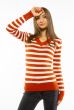 Пуловер женский с V-образным вырезом 618F095 кирпично-молочный
