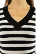 Пуловер женский с V-образным вырезом 618F095 черно-молочный