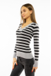 Пуловер женский с V-образным вырезом 618F095 стальной-черный