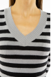 Пуловер женский с V-образным вырезом 618F095 стальной-черный