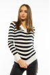 Пуловер женский с V-образным вырезом 618F095 молочно-черный
