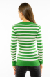 Пуловер женский с V-образным вырезом 618F095 зелено-молочный
